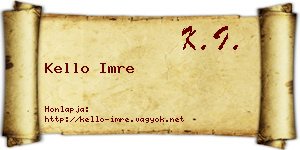 Kello Imre névjegykártya